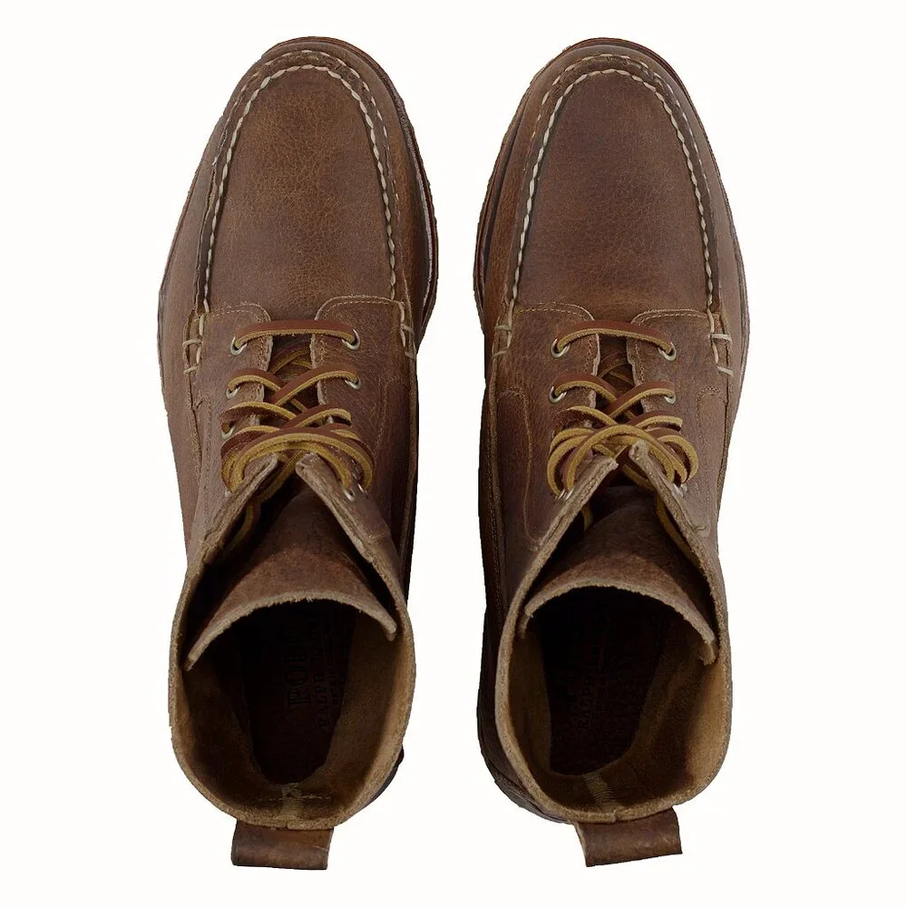 NEW $795 Polo Ralph Lauren Vandan Boots! 8.5  Brown Leather  Hand Made in USA